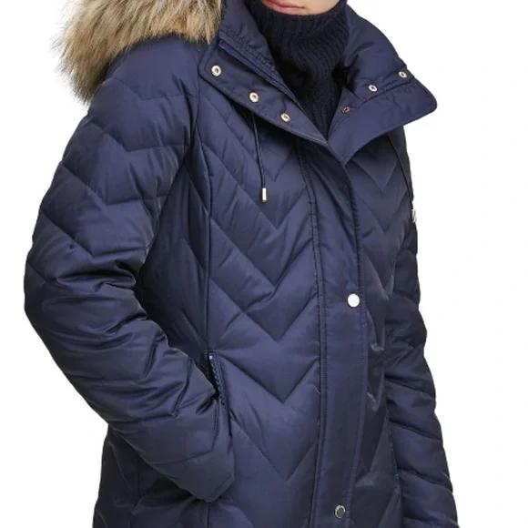 MARC NEW YORK Roxbury Matte Satin Puffer Coat Navy XS NWT - Picture 3 of 15